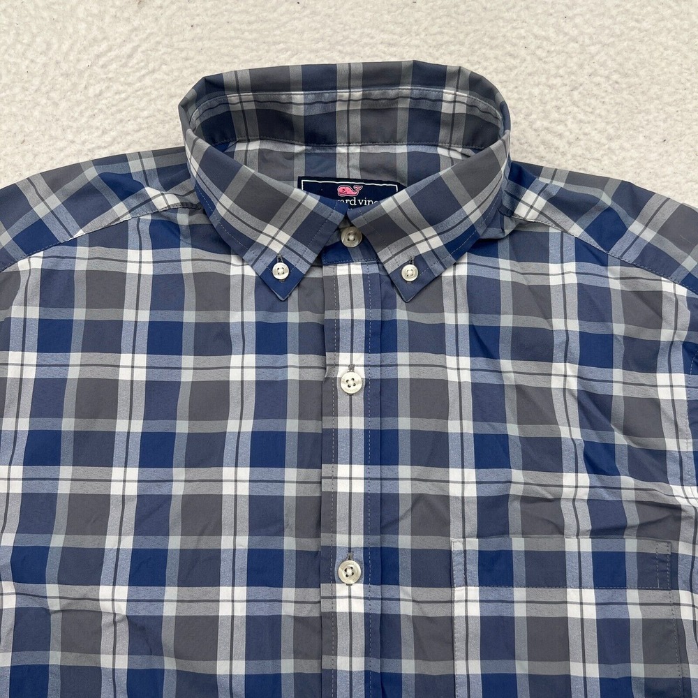 Vineyard Vines Shirt Mens Small Blue Performance Classic Fit Murray Plaid - Picture 2 of 10